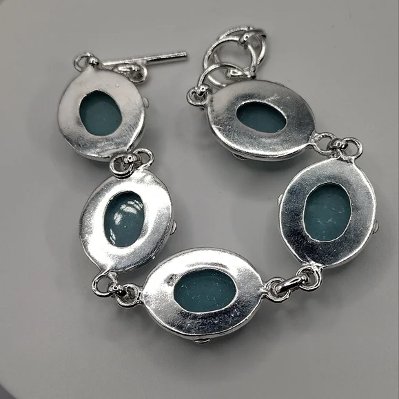 Sold elsewhere plaTriplet Opals Gemstones .925 Sterling Silver Bracelet Sz 7-8" - Picture 4 of 8